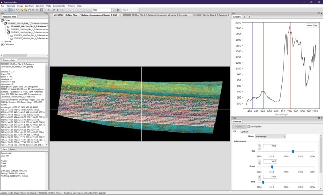 Resonon airborne hyperspectral data in Spectronon software